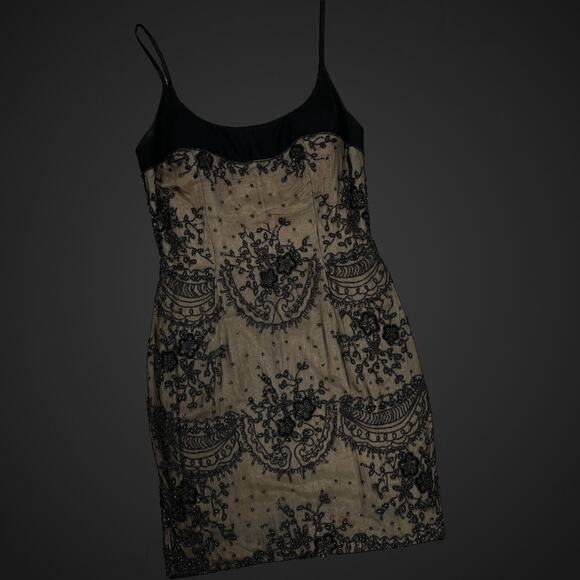 Vie By Victoria Royal Party Dress Black 8 Heavy Beaded Cocktail Vintage - Picture 3 of 13